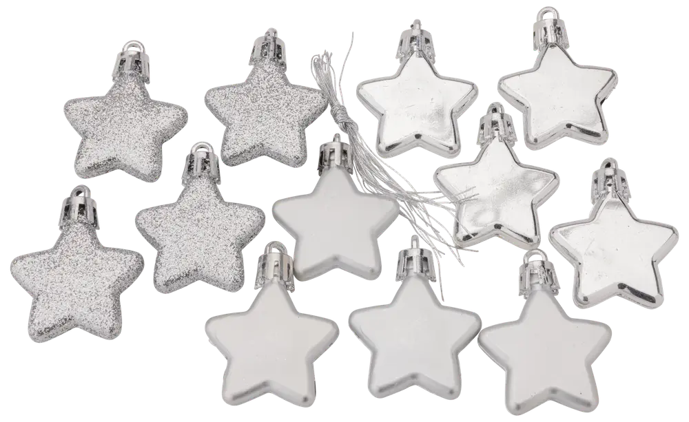 Julgranspynt Stjärna 12-pack - Silver