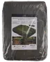Förpackad mörkgrön lätt presenning, 8 x 10 m, 55 g/m², med förstärkta hörn och öljetter.