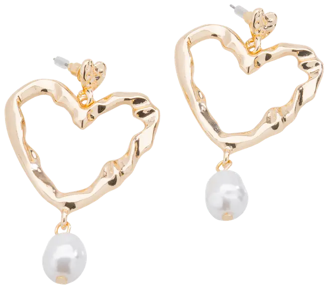 Øreringe hjerte og perle - guld