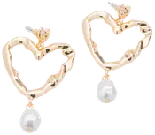 Øreringe hjerte og perle - guld