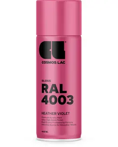 Blank spraymaling, 400 ml, i lyngviolet (RAL 4003). Ultra-højglans finish, hurtigtørrende akrylformel og anti-dryp dyse for jævn påføring.