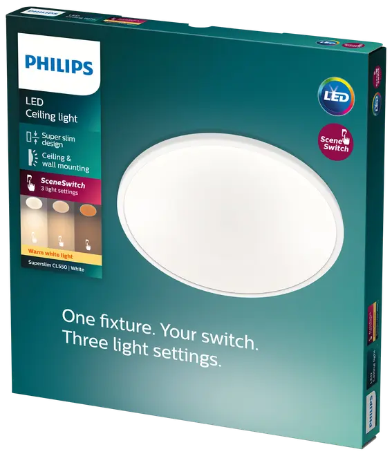 PHILIPS Plafond SceneSwitch slim Ø25cm 15W - hvid