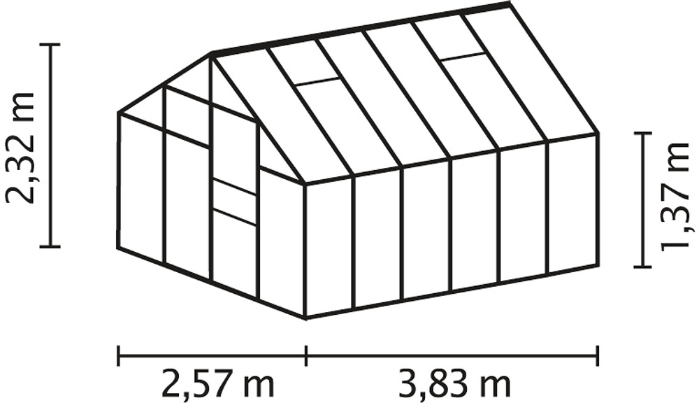 Växthus Merkur 9900 svart/glas med sockel