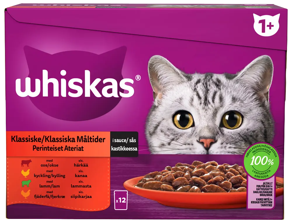 Whiskas +1 - klassisk menu 12x85g