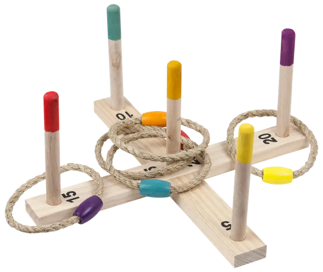 Ringspel i trä ink. 5 ringar