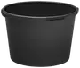 Stor, rund sort plastbalje med forstærket kant og to sidehåndtag. Velegnet til opbevaring, blanding eller transport. Holdbar og let til husholdning eller havebrug.
