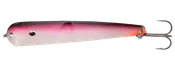 Lang minnw-agn med pink-til-hvid krop, sølvøje og to trekrog.
