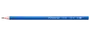 Sekskantet blå Staedtler Norica HB-blyant, spidset, med hvid tekst og sølvbånd nær enden. Velegnet til skrivning, tegning og skolebrug.