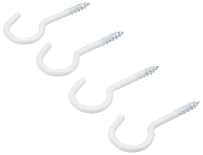 Skruvkrok 40mm vit 4 st