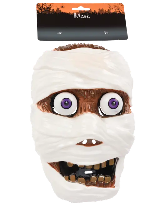 Realistisk latexmask för Halloween med detaljerade ansiktsdrag, brunt hår och elastiskt band för säker passform. Passar de flesta vuxna. Perfekt för maskerader.