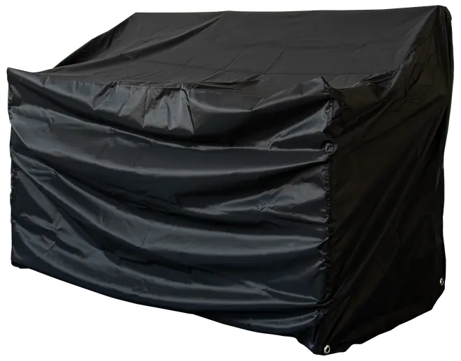 Sort, vandtæt grillovertræk i slidstærkt, vejrbestandigt materiale. Forstærkede syninger og metaløjer i hjørnerne for sikker fastgørelse. Passer til store udendørsgrill.