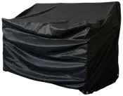 Sort, vandtæt grillovertræk i slidstærkt, vejrbestandigt materiale. Forstærkede syninger og metaløjer i hjørnerne for sikker fastgørelse. Passer til store udendørsgrill.