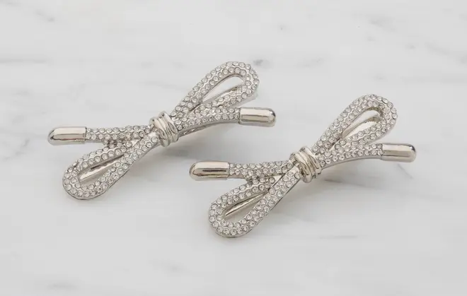 Hårspænde sløjfe og sten 2 stk. - sølv