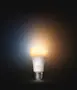 Smart LED-pære med justerbar hvid og varm belysning, standard skruefatning, energieffektiv, kompatibel med smart home-systemer, giver tilpasset lysstyrke og farvetemperatur.