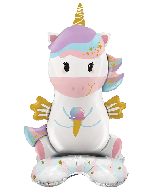 Folieballon på fod 60 cm - Enhjørning