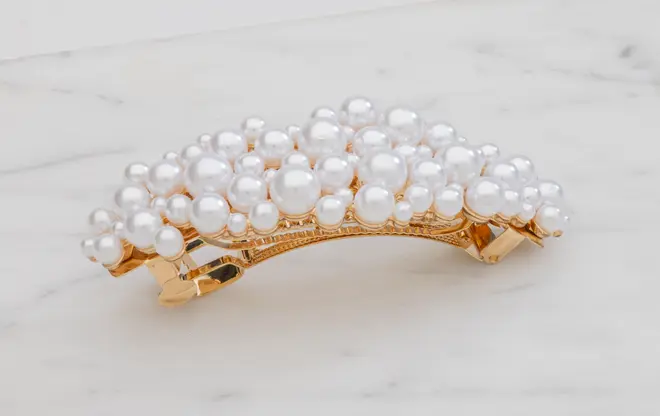 Hårklemme med perler - guld