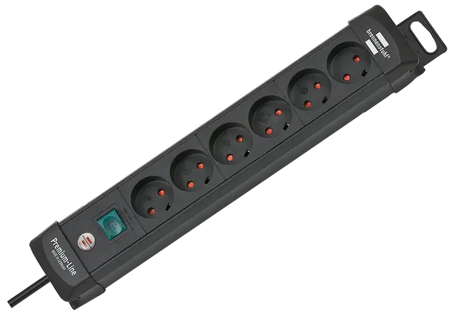 Stikdåse 6 udtag med jord - sort