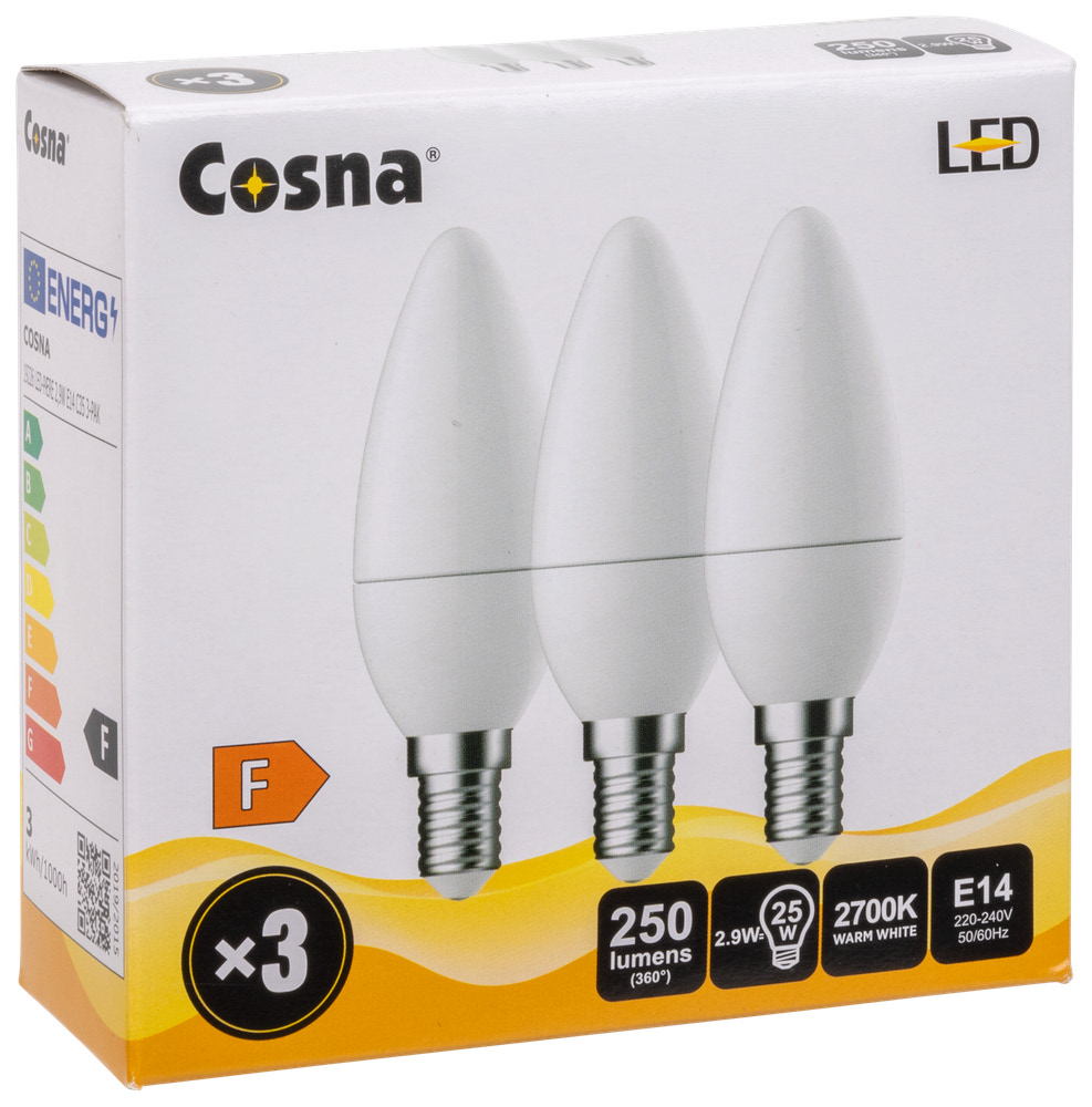 Cosna LED kronlampa 2,9W E14 C35 3-pack