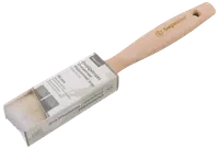 Oval pensel med lyst træskaft, mærket 'Sagacolor'. Syntetiske børster, 35 mm bredde, hul til ophæng. Velegnet til præcisionsmaling og finisharbejde.