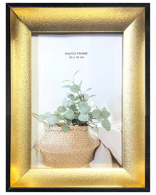 Billedramme guld/sort - 10 x 15 cm