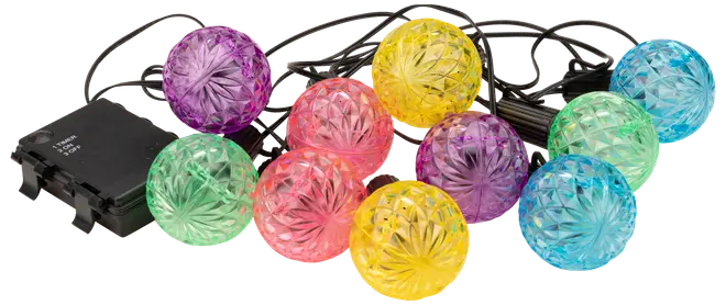 Lyskæde Kugler med diamanteffekt LED Ø5 cm 10 stk.