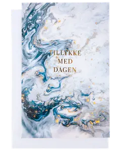 Kort med kuvert 11x17 cm - tillykke og marmor