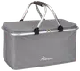 Rektangulær grå isoleret picnickurv med lynlåslåg, robust aluminiumsramme og to håndtag med sort greb. Nakano-logo på fronten. Perfekt til at holde mad og drikke koldt.