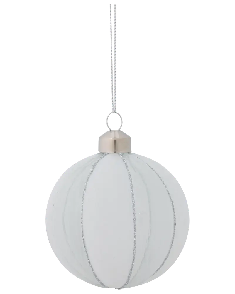 Julgranskula med velour Ø8 cm - Vit