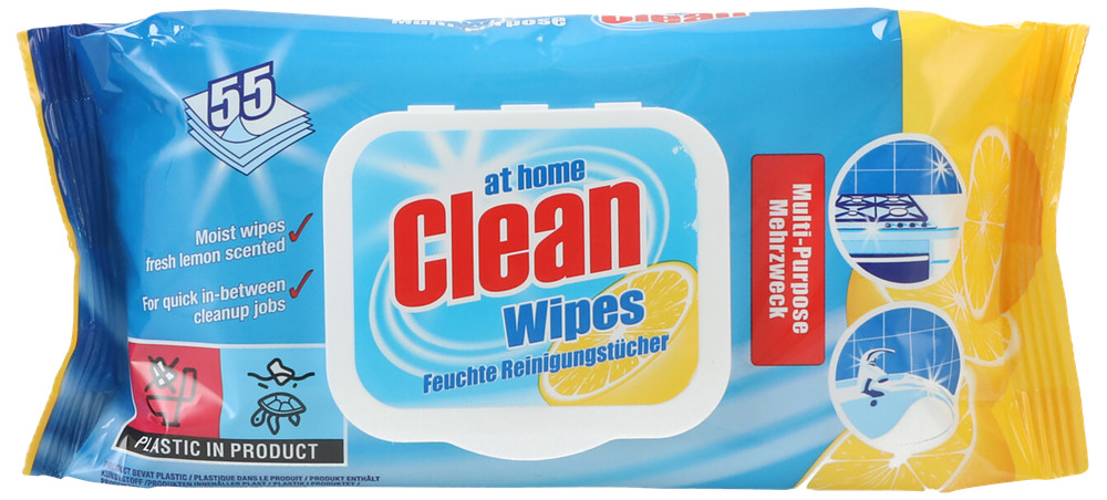 At Home Clean Rengöringsservetter citron 55-pack