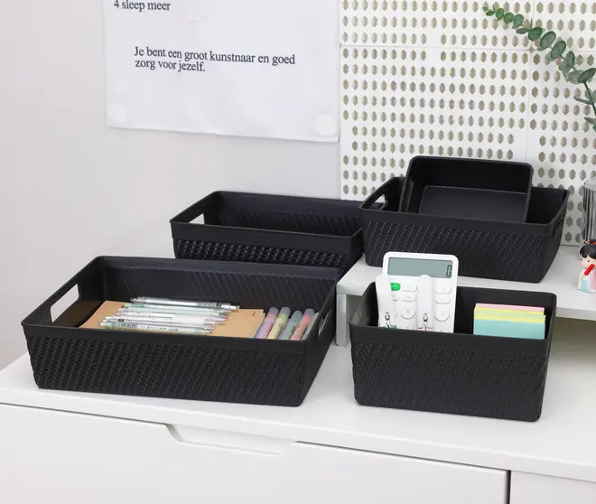 Förvaringskorg plast S svart 