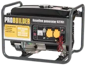 Bærbar benzingenerator med stålramme, 15-liters tank, 230V udgang, to stik, voltmeter, snorstart og 208cc motor. Velegnet til backup eller udendørs brug.