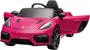 Pink Porsche Spyder RS elbil til børn med realistiske detaljer, åbne døre, sort sæde, rat og sporty hjul. Batteridrevet, stilfuldt og sjovt design til børn.