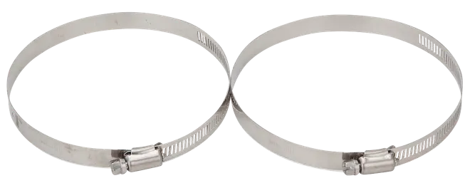 Sæt med to slangeklemmer i rustfrit stål med justerbar skrue, ideelle til fastgørelse af slanger eller rør. Holdbare, korrosionsbestandige, velegnet til bil, VVS eller industri.