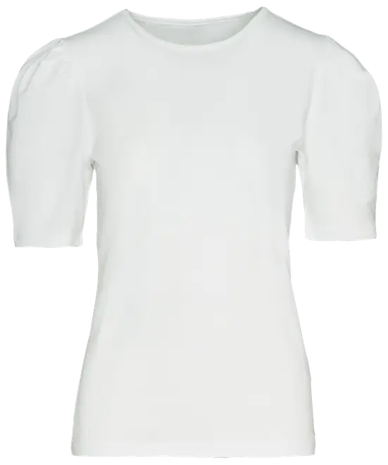 T-shirt med pufærmer - Hvid