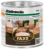 Dåse med FAXE ædeltræsolie til udendørs brug, velegnet til havemøbler, vinduer og hegn. Naturlig finish, beskytter og renoverer træoverflader. Klare instruktioner på etiketten.