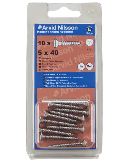 VVS-skrue A2 5 x 40 mm 10-pak