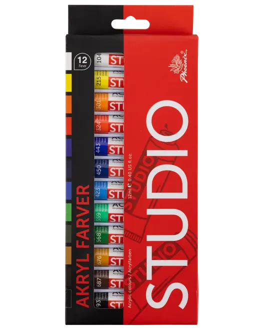 Akrylfarvesæt - 12 ml