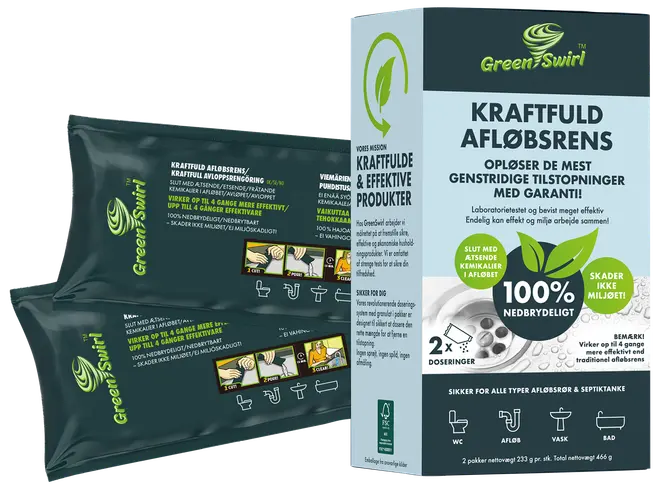 Green swirl Afløbsrens 2 poser