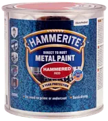 Hammerite Hammered Red metalmaling, 250 ml dåse. Påføres direkte på rust, ingen primer nødvendig, hurtigtørrende, giver 8 års beskyttelse. Til udendørs metaloverflader. Fra AkzoNobel.