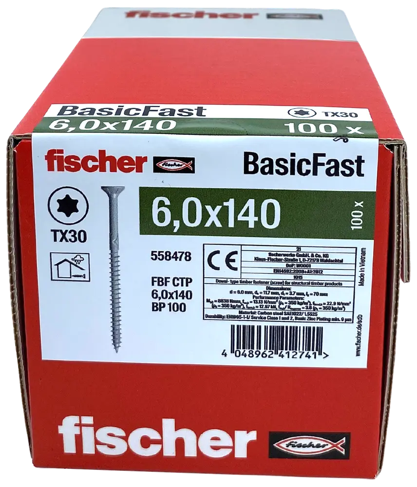 fischer Spånskrue 6 x 140 mm TX30 100 stk.