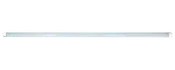Lang hvid LED-rørslampe med slankt cylindrisk design og sølvfarvede endestykker.