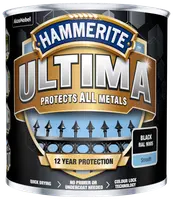 Hammerite Ultima metalmaling, antracitgrå, glat finish. Beskytter alle metaller, 12 års beskyttelse, hurtigtørrende, ingen grunder nødvendig, farvelåseteknologi. Til udendørs metaloverflader.