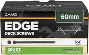 CAMO Edge Deck Screws æske, 60 mm sorte skruer, 200 stk., T15-bit medfølger.