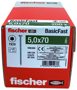 fischer Spånskrue 5 x 70 mm TX20 200 stk.