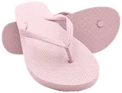 Ljusrosa flip-flops i gummi med texturerad sula och remmar. Klassisk tårem-design, lätt, slitstark och enkel att rengöra. Passar strand, pool och vardagsbruk.
