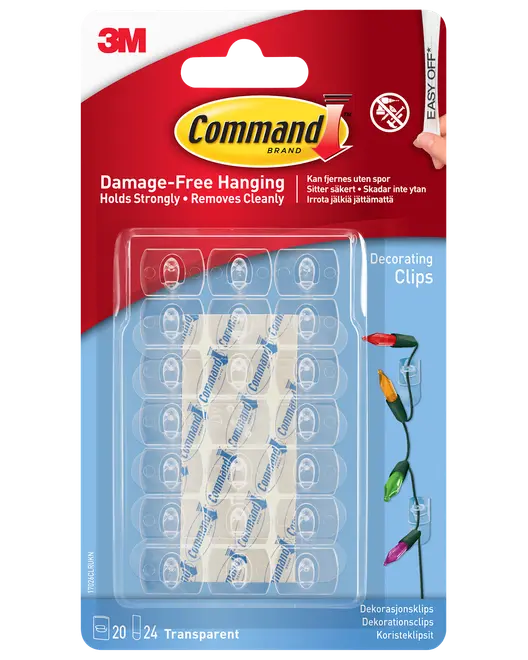 Command™ Dekorationsclips för inomhusbruk – transparenta