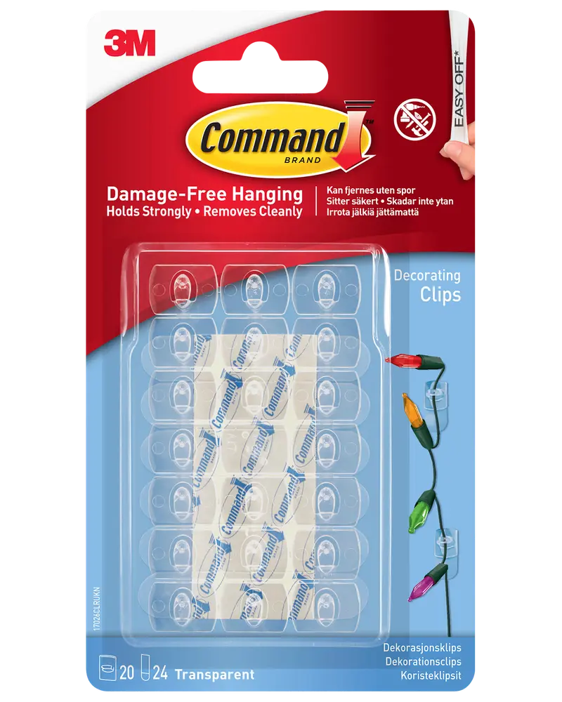 Command™ Dekorationsclips för inomhusbruk – transparenta