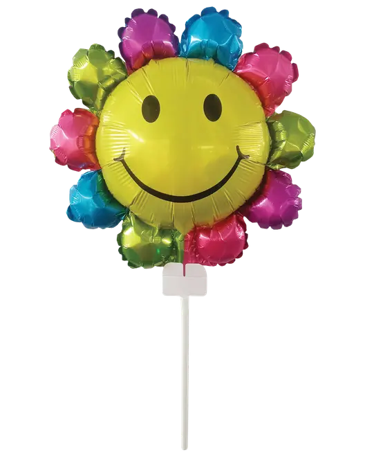 Folieballon mini med pind - Blomst