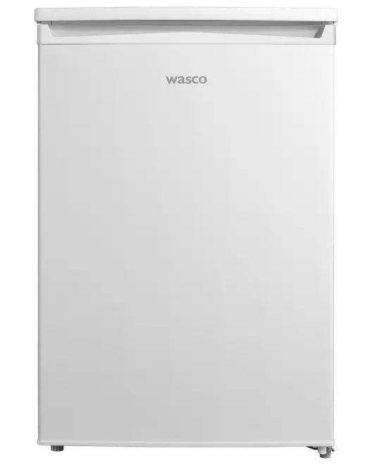 Kompakt hvid Wasco mini-køleskab med enkelt dør, indbygget håndtag og glat finish. Perfekt til små rum, kontorer eller kollegieværelser. Energibesparende og nem at rengøre.