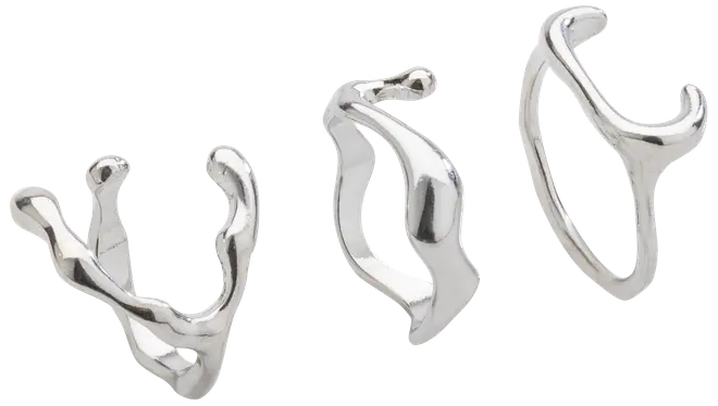 Ring bølget 3 stk. - sølv